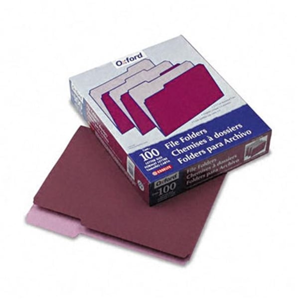 Pendaflex Pendaflex 1521/3BUR Two-Tone File Folder- 1/3 Cut- Top Tab- Letter- Burgundy/Light Burgundy- 100/Box 1521/3BUR - main